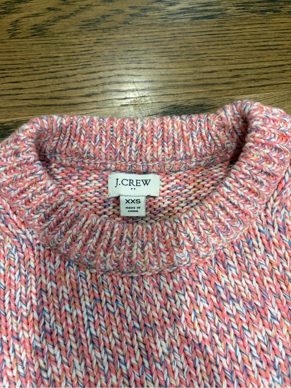 J. Crew Pink Multicolor Marled Crewneck Sweater